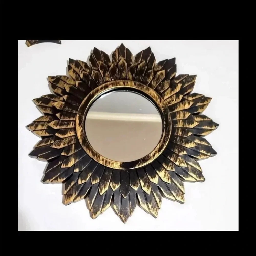 Antiqued Gold mirrors Set of Four (4) Boho accent mirrors NEW round glass mirror